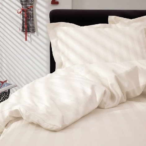 Damai Linea satijn streep ivory,dekbedovertrek,eenpersoons,tweepersoons,litsjumaux